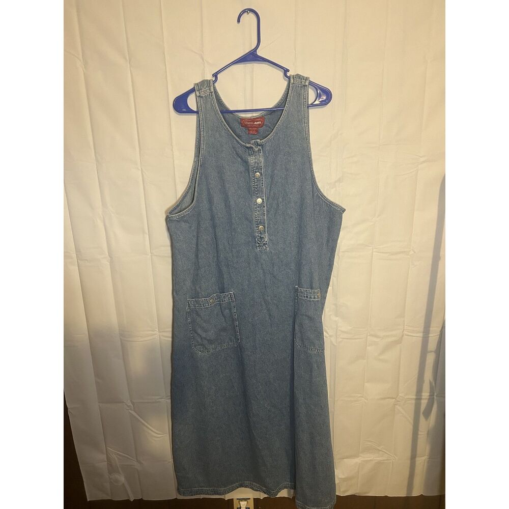 Vintage Venezia Jeans Denim Dress Plus Size 18/20 90s Button Pocket Midi Maxi